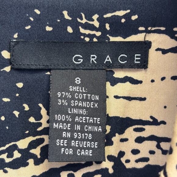 Grace Womens Career Artsy Abstract Blazer Jacket Size 8 Sophisticated Office - Picture 3 of 7